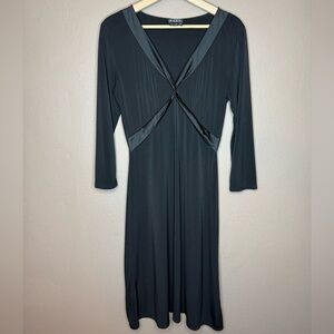 BCBG Paris Y2K Criss Cross Little Black Dress Long Sleeve Whimsigoth Midi Medium